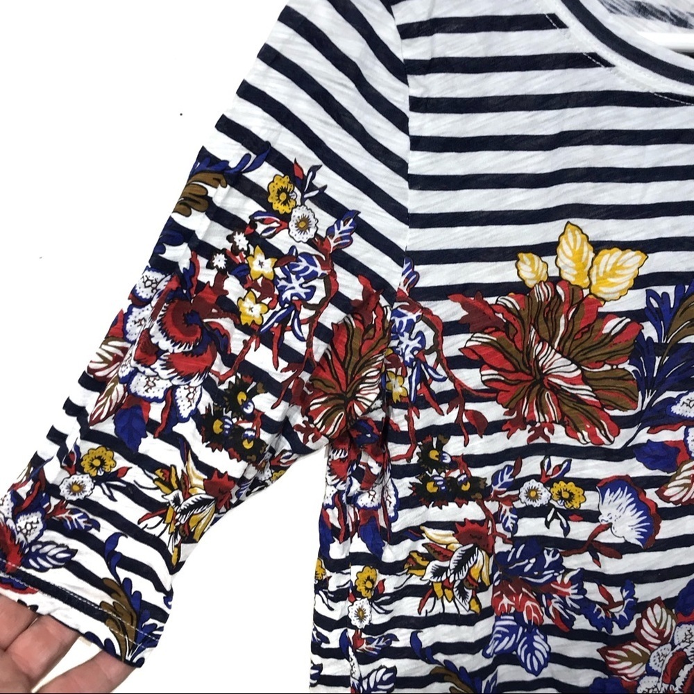 J Crew floral striped tee size small style 44418 - Picture 3 of 7